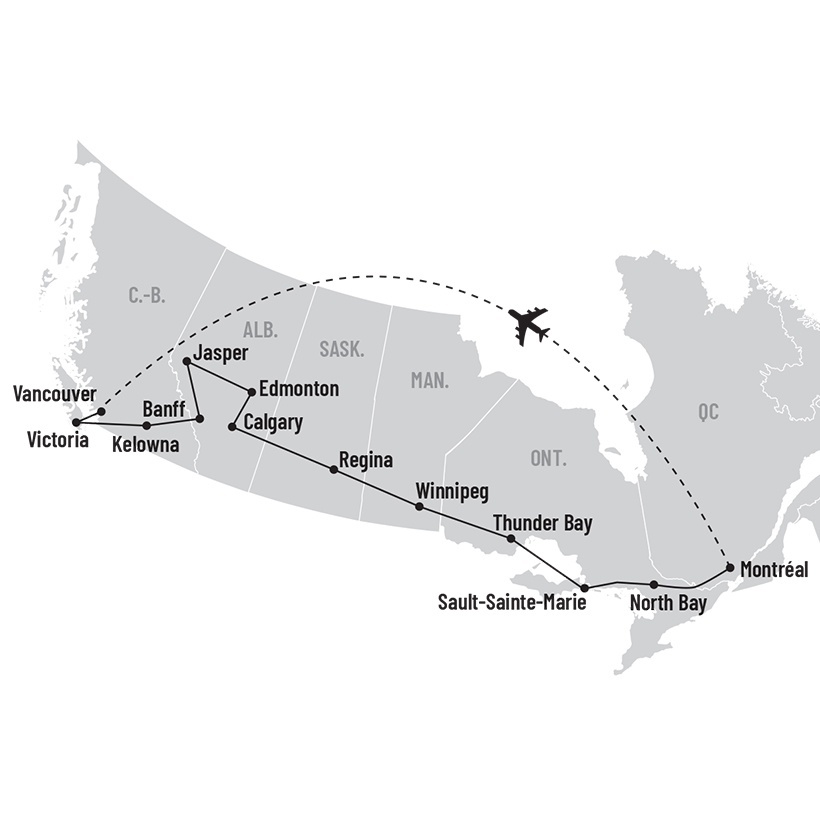 Ouest canadien : la route panoramique map