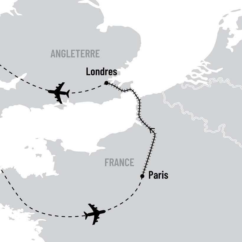 Paris et Londres en train map