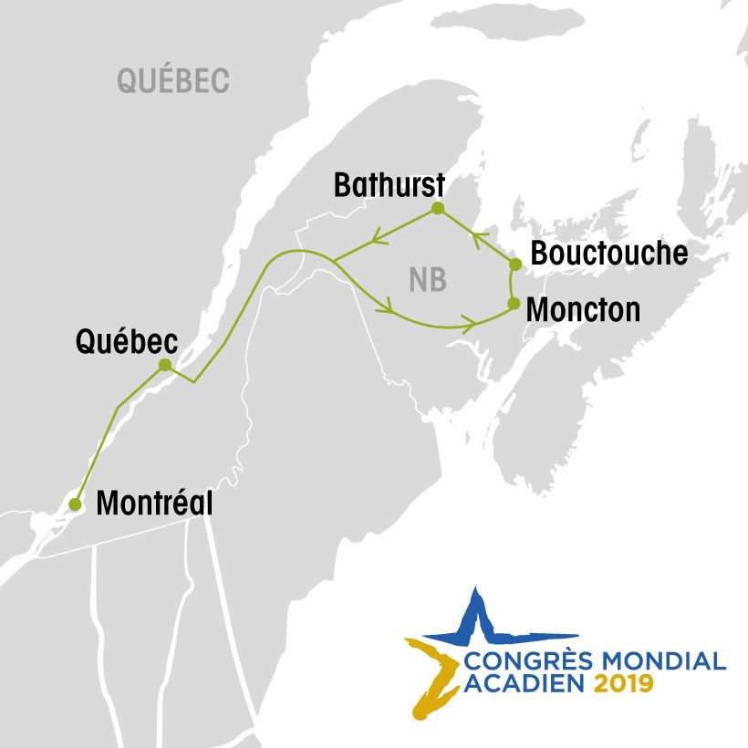 Le Congrès Mondial Acadien au Nouveau-Brunswick map