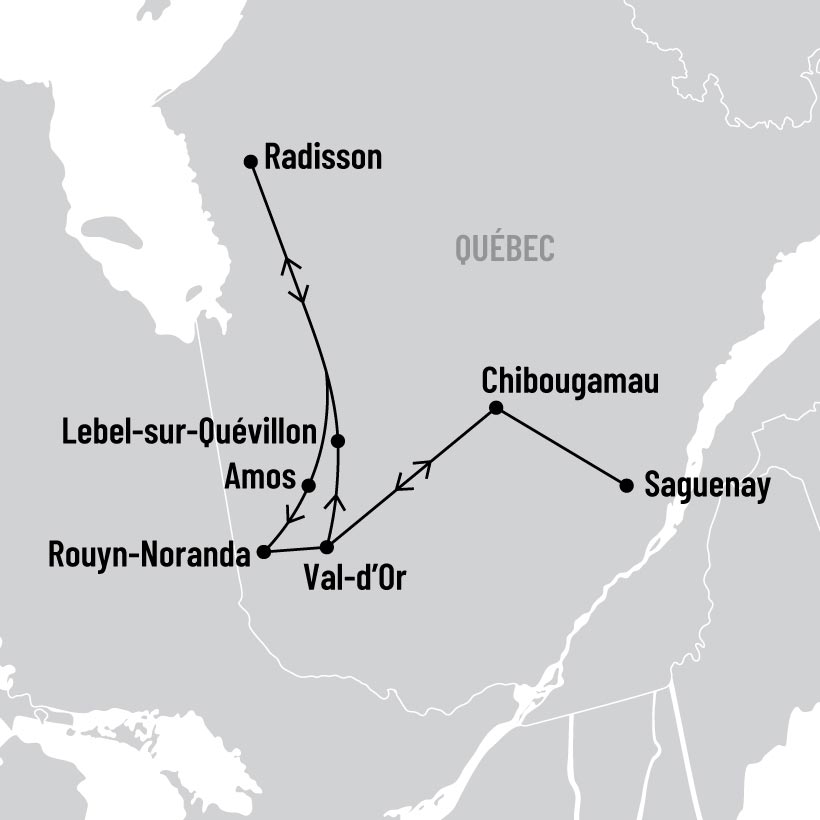 Abitibi-Témiscamingue et Baie-James - Départ du Saguenay-Lac-Saint-Jean map