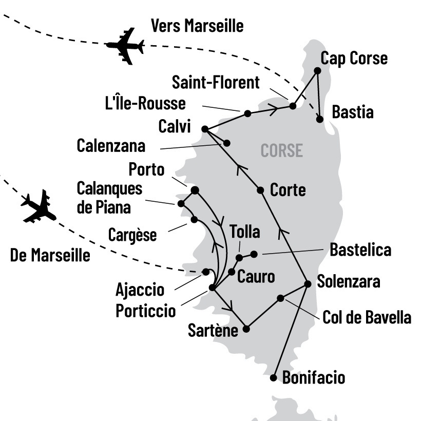 La Corse entre mer et montagnes map