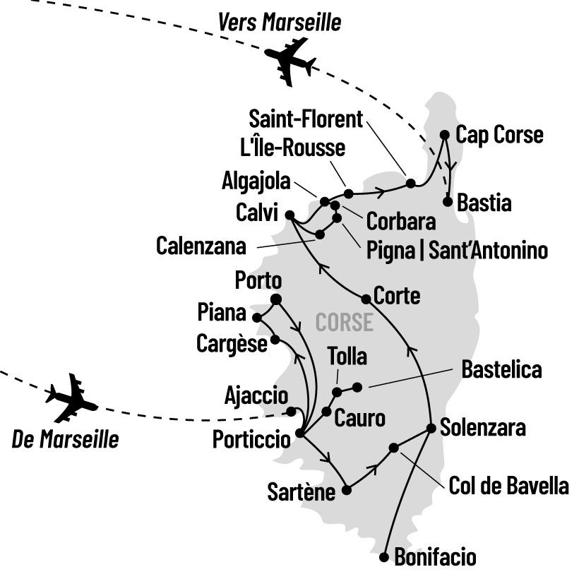 Corse entre mer et montagnes map