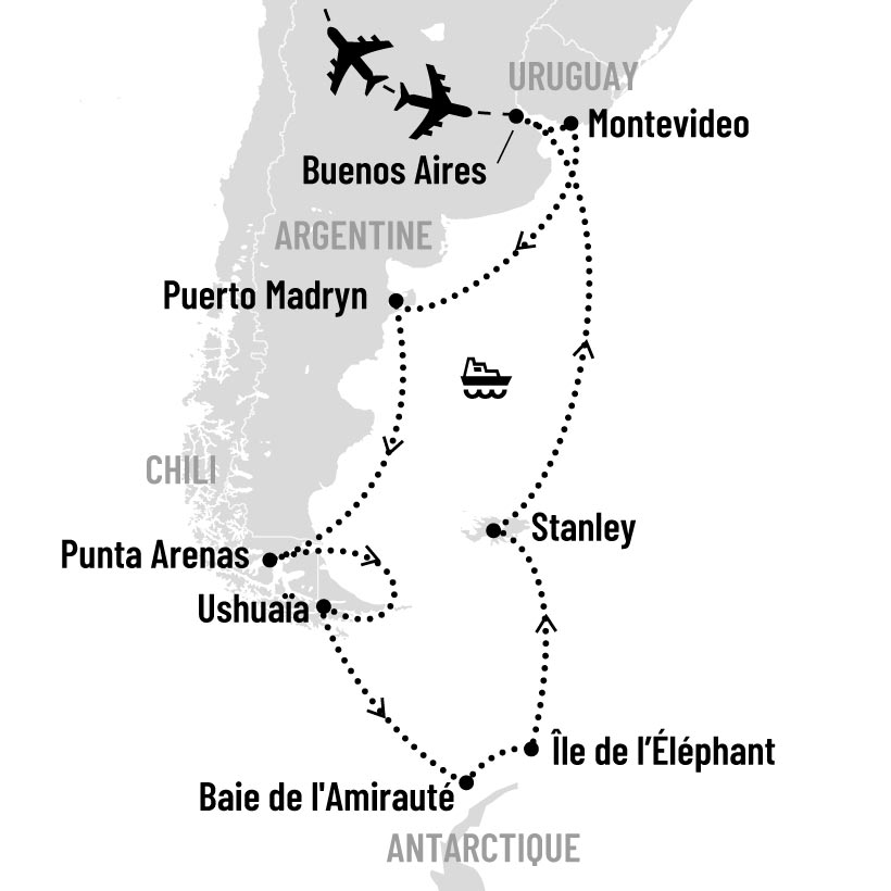 Croisière en Antarctique au départ de Buenos Aires map