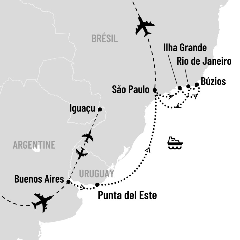 Duo Argentine et Brésil en croisière map