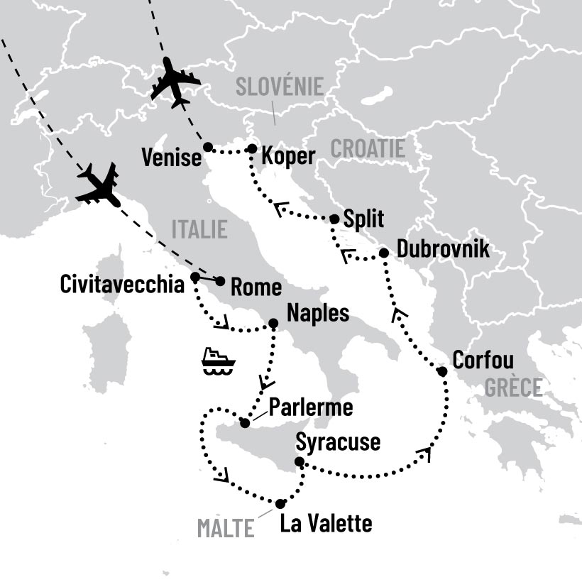 Duo Italie et Croatie en croisière map