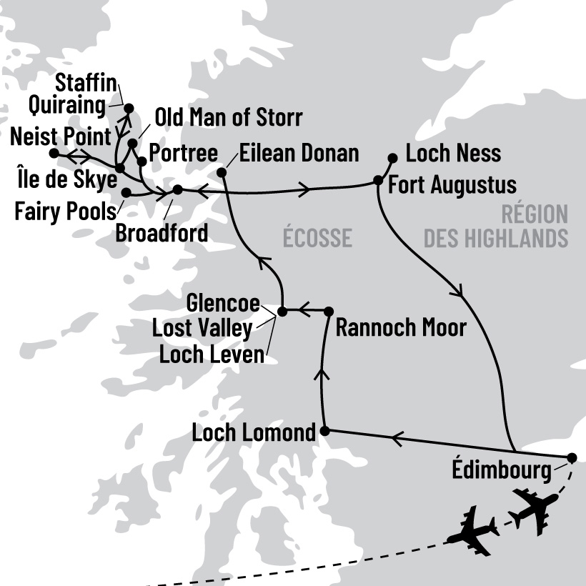 Écosse en formule active - Randonnée douce et paysages grandioses au coeur des Highlands map