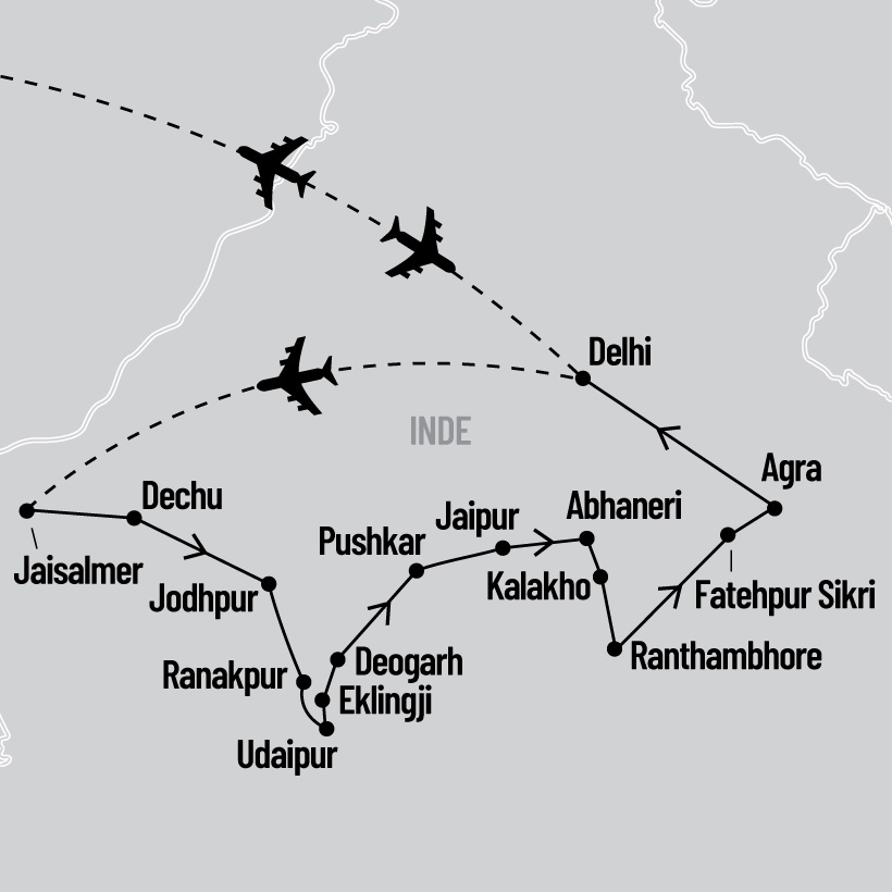 Héritage et nature de l'Inde du Nord map