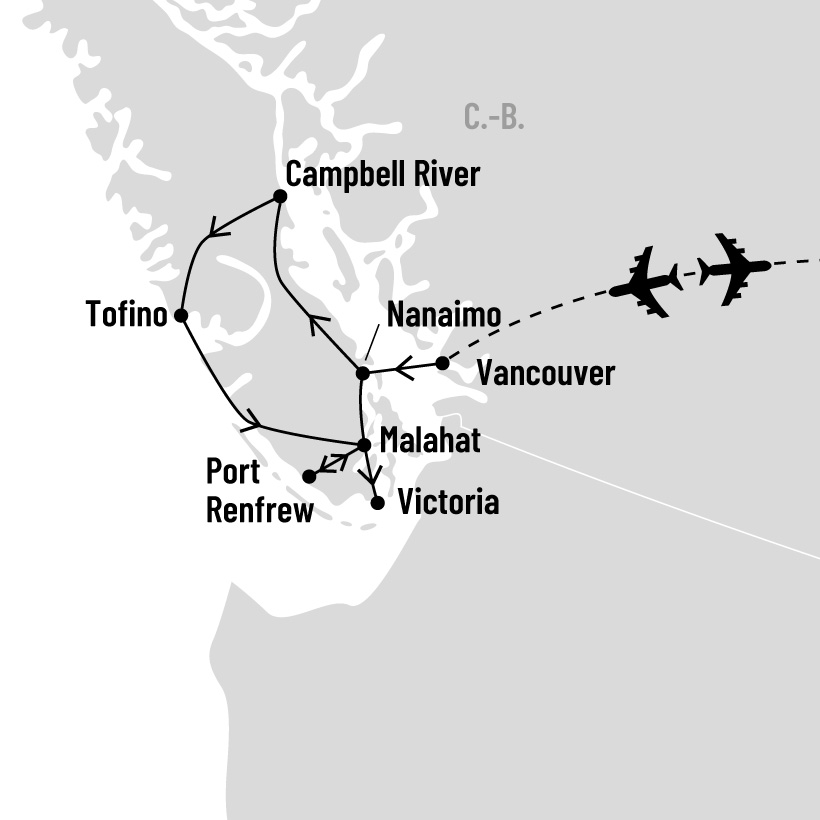 L’île de Vancouver au rythme du printemps map