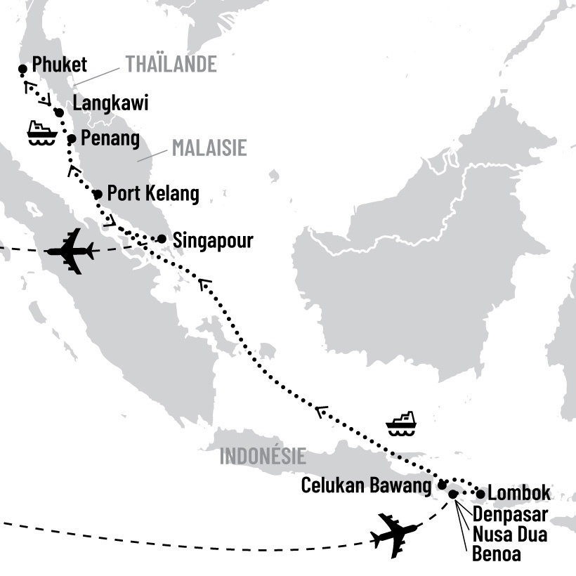 Splendeurs de l'Indonésie et de Malaisie en croisière map