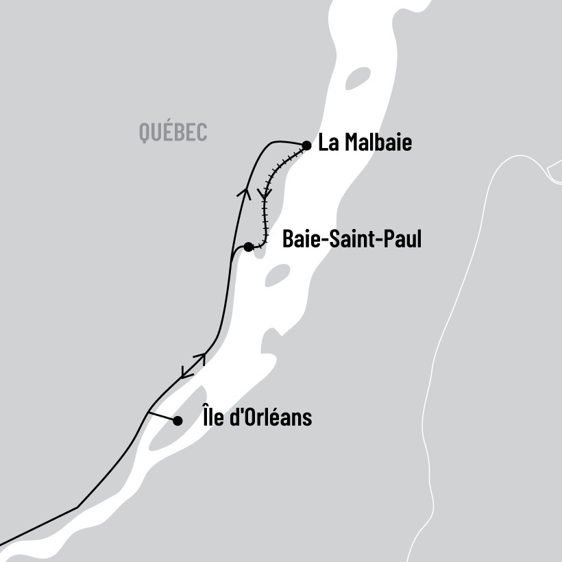 Train animé de Charlevoix et l'Île d'Orléans map