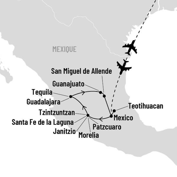 Le coeur colonial du Mexique map