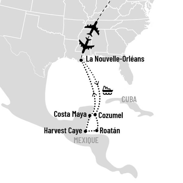 Duo Nouvelle-Orléans et Caraïbes de l'Ouest map