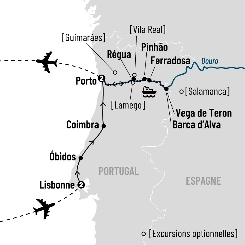 Croisière au Portugal Au cœur de la vallée du Douro map