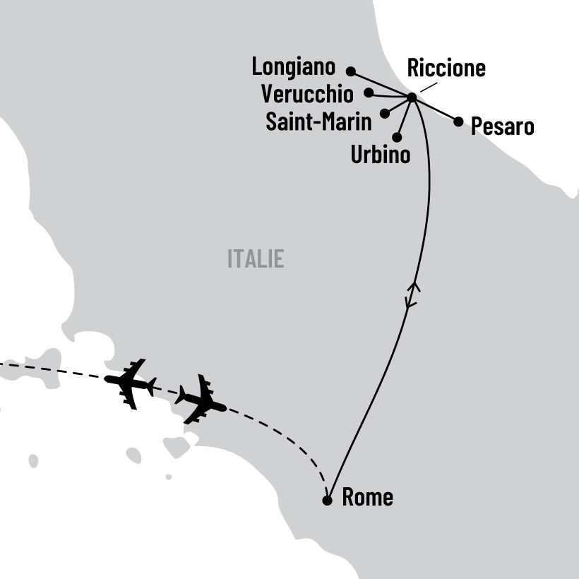 Riccione à vélo, Italie map