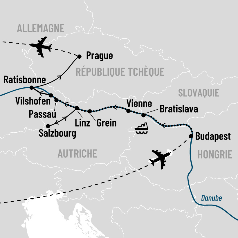 Croisière de luxe sur le Danube map