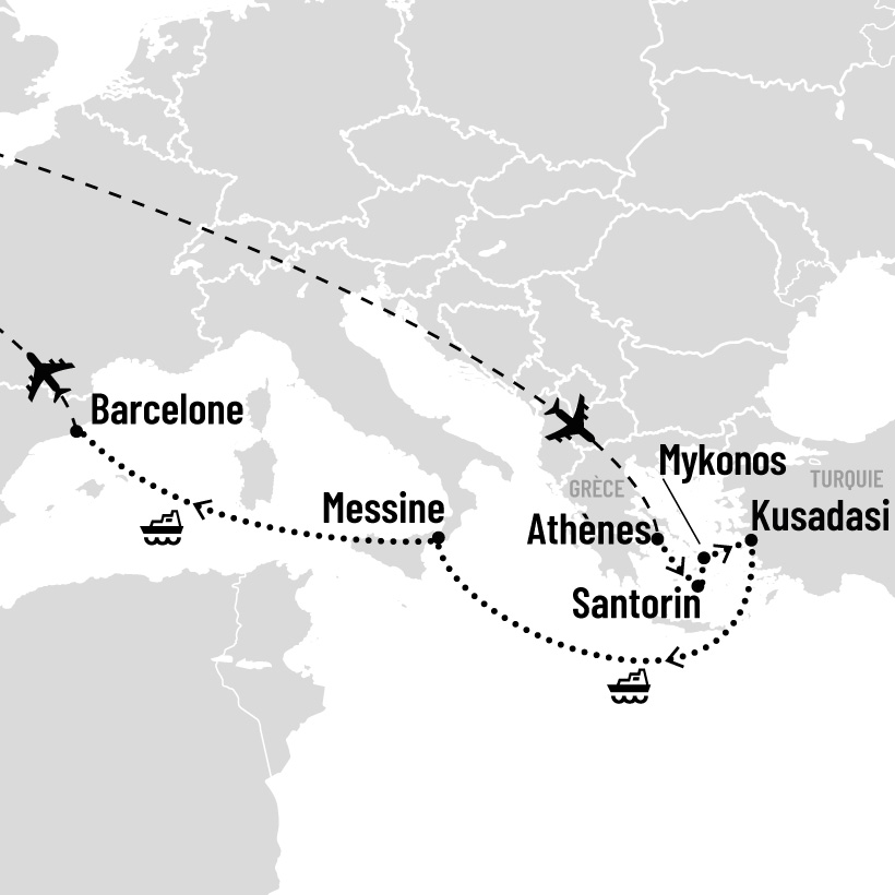 Grèce, Sicile et Espagne en croisière map