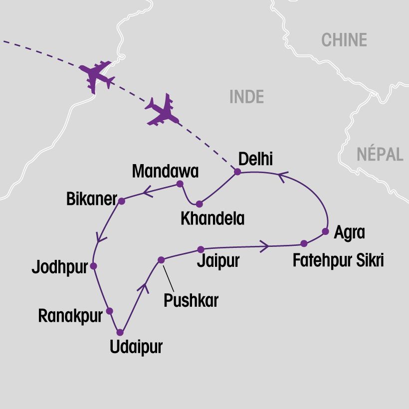 Splendeurs de l'Inde du Nord map