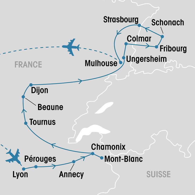 De Lyon à l'Alsace, l'Est de la France map