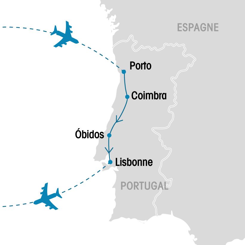 Porto et Lisbonne map