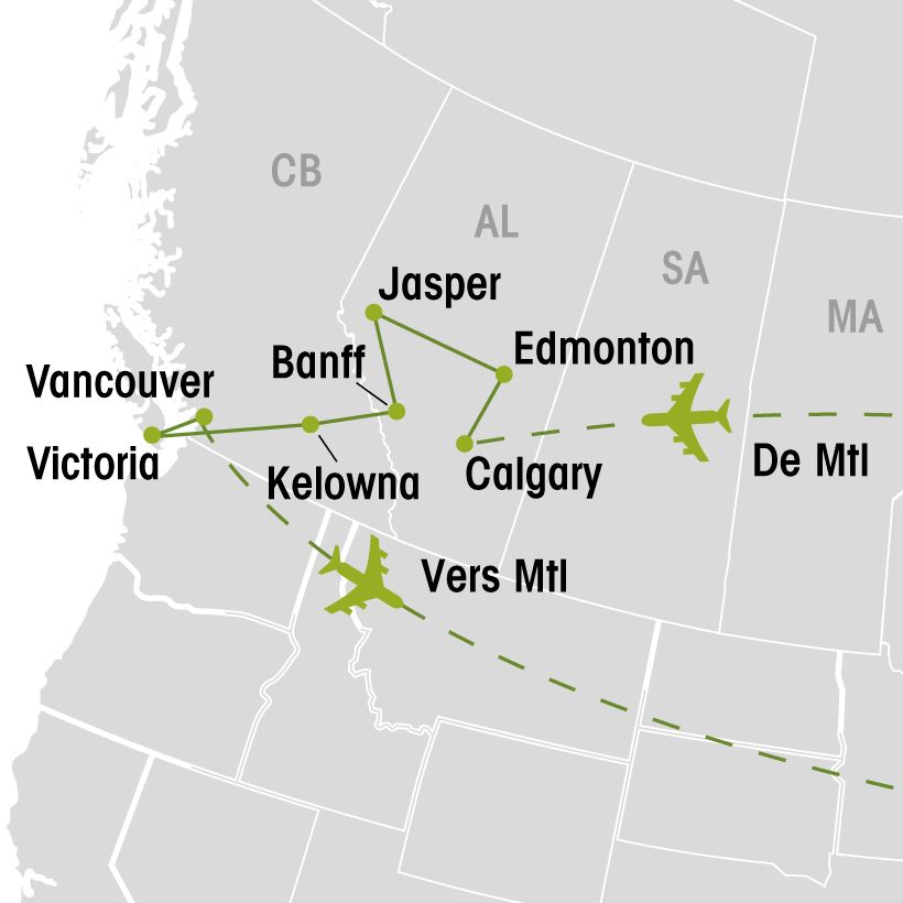 Escapade dans l'Ouest canadien map