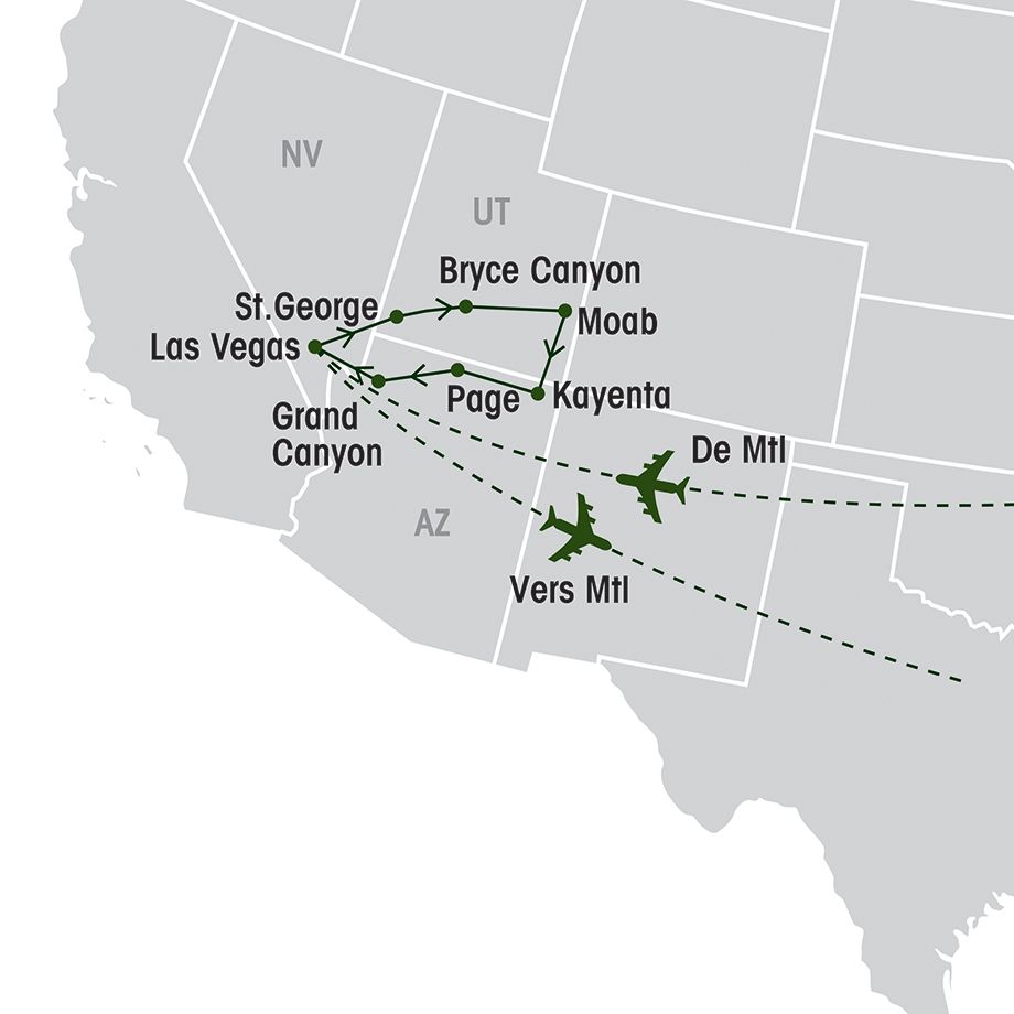 Randonnée dans les parcs américains map