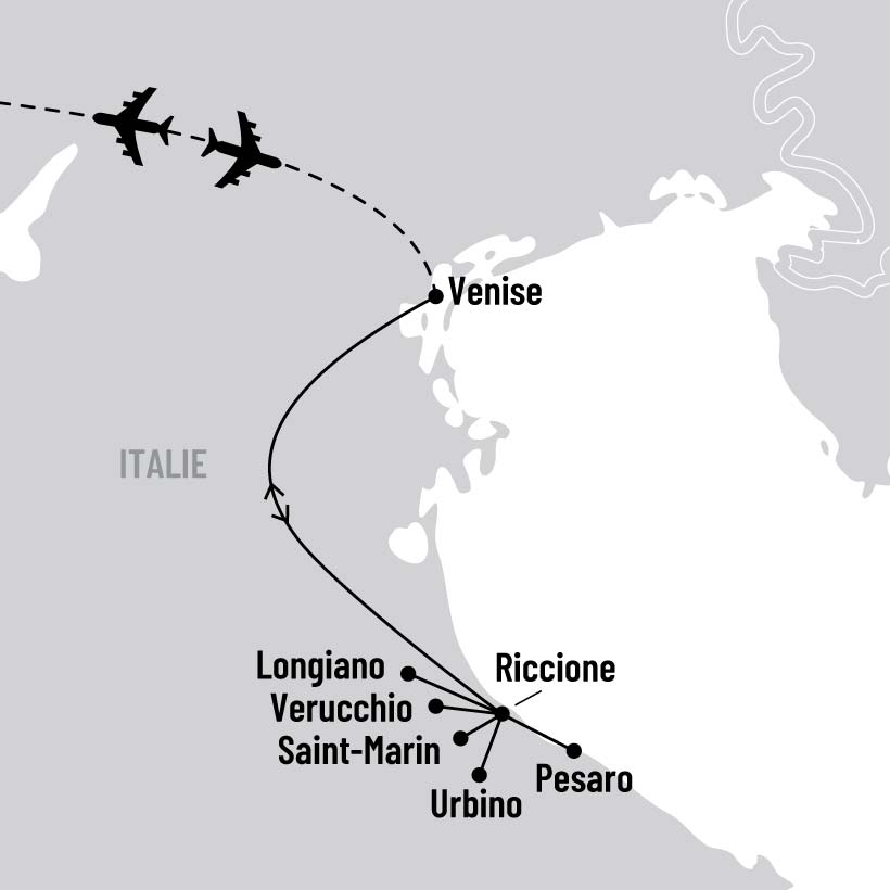 Riccione à vélo, Italie map