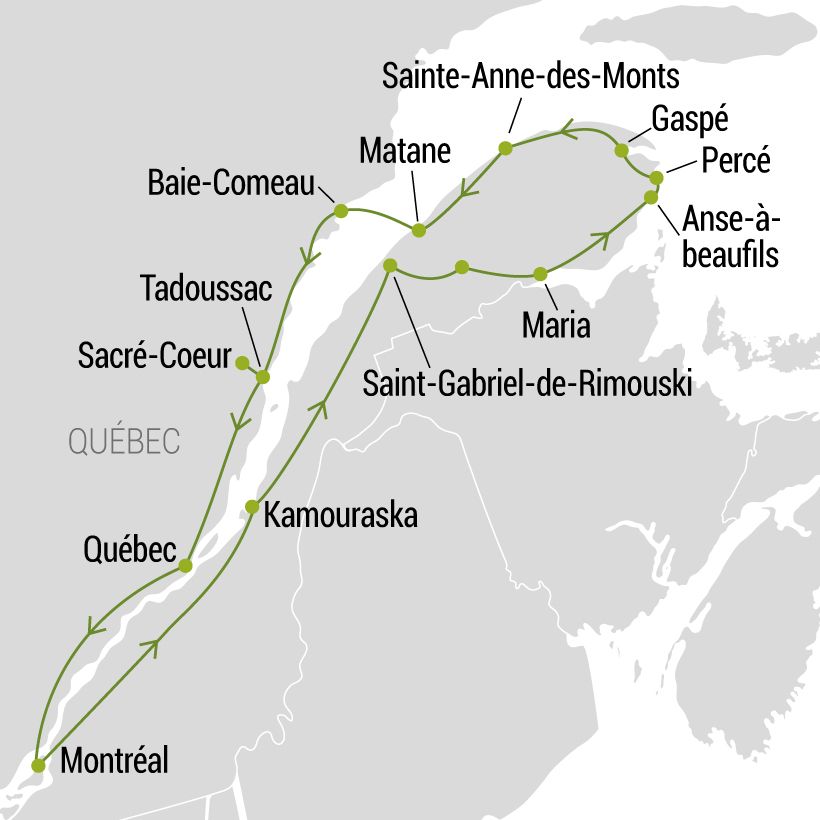 Gaspésie & la Côte Nord en famille map