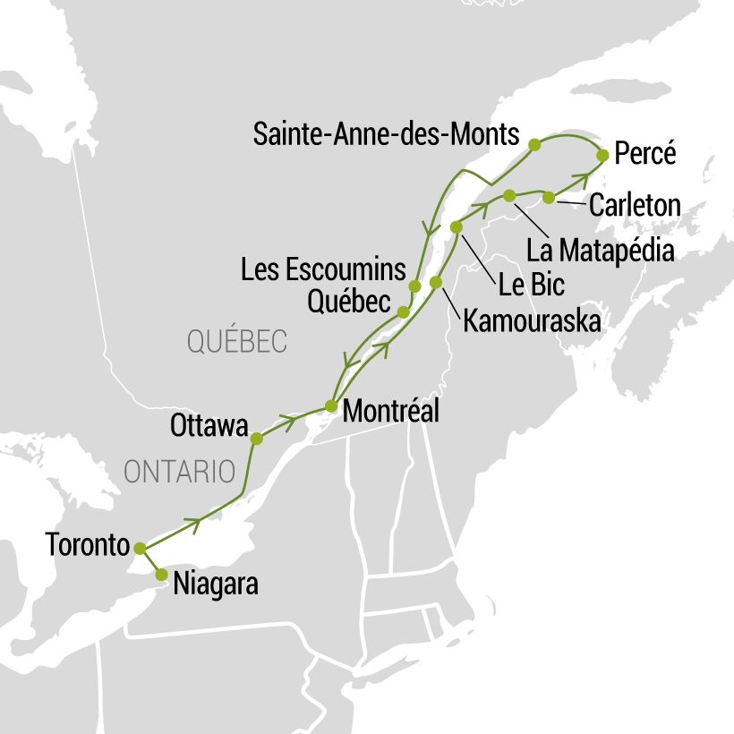 De Niagara à la Gaspésie map