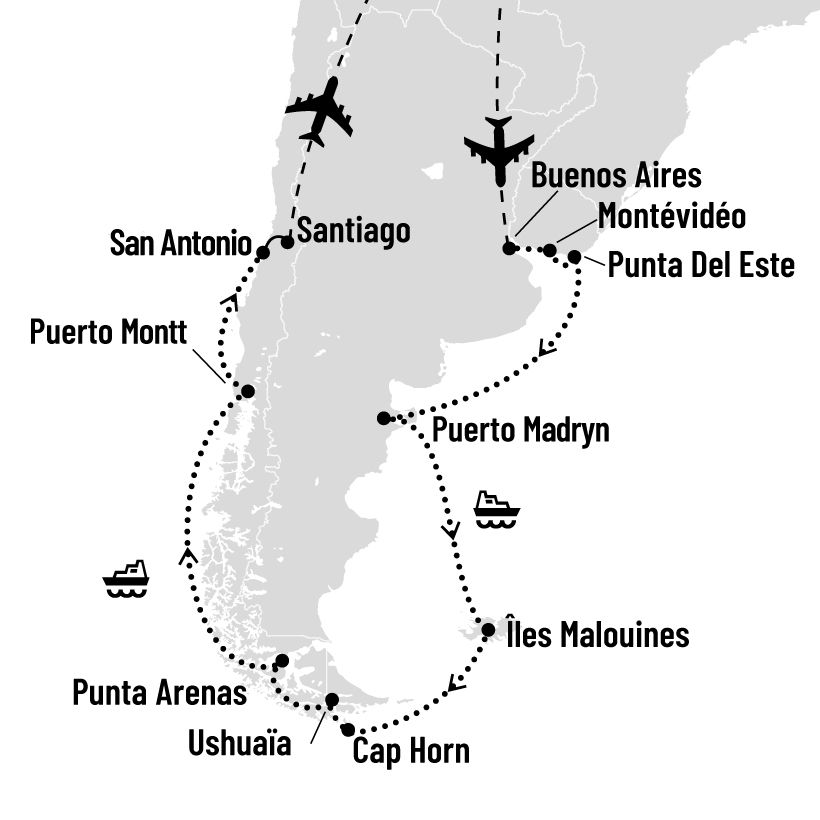 Croisière en Amérique du Sud map