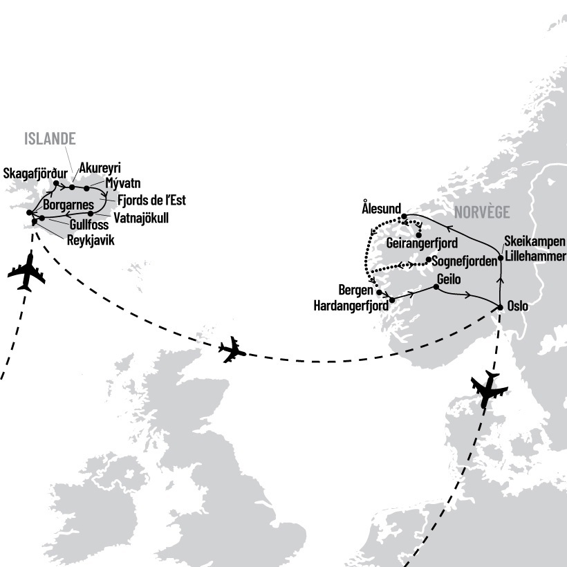 Cap Nord: de l'Islande à la Norvège map