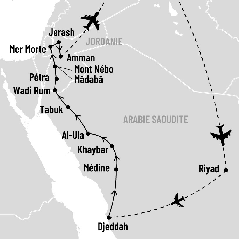 Arabie Saoudite et Jordanie map