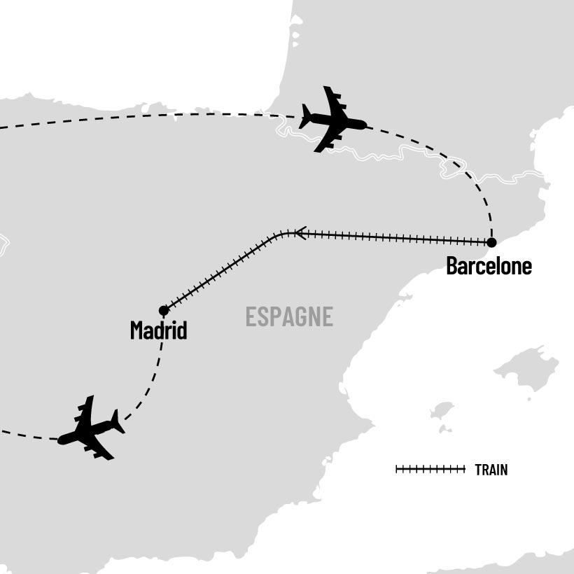 Barcelone et Madrid en train map