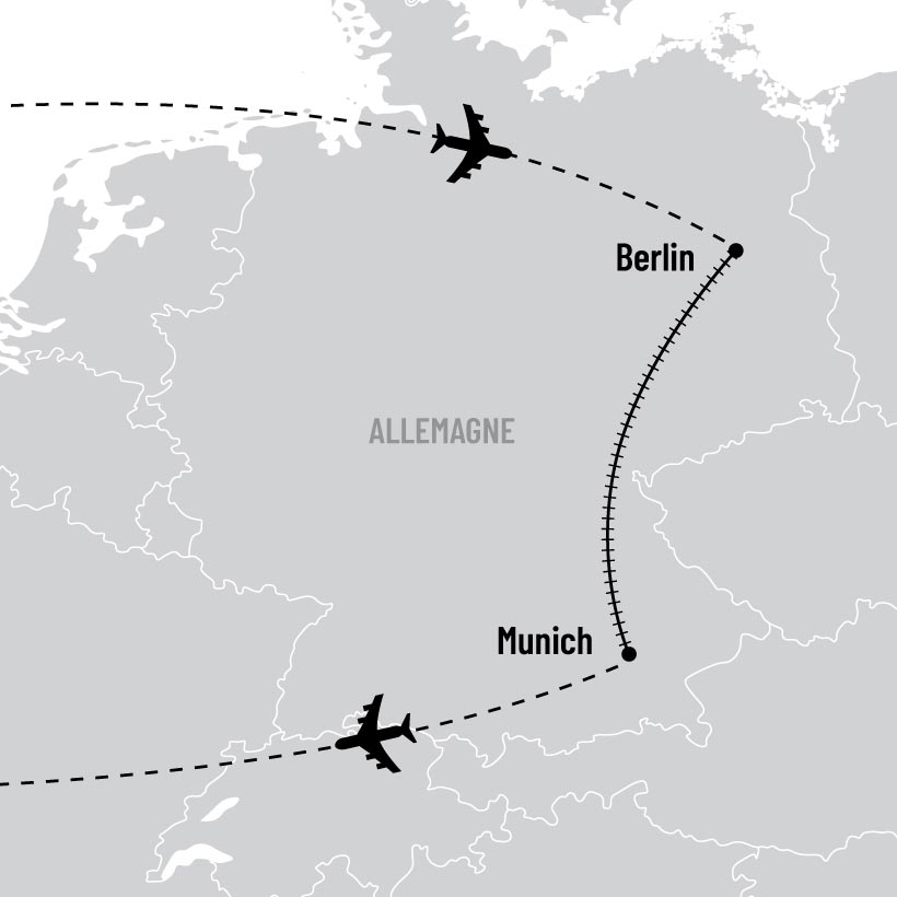 Berlin et Munich en train map
