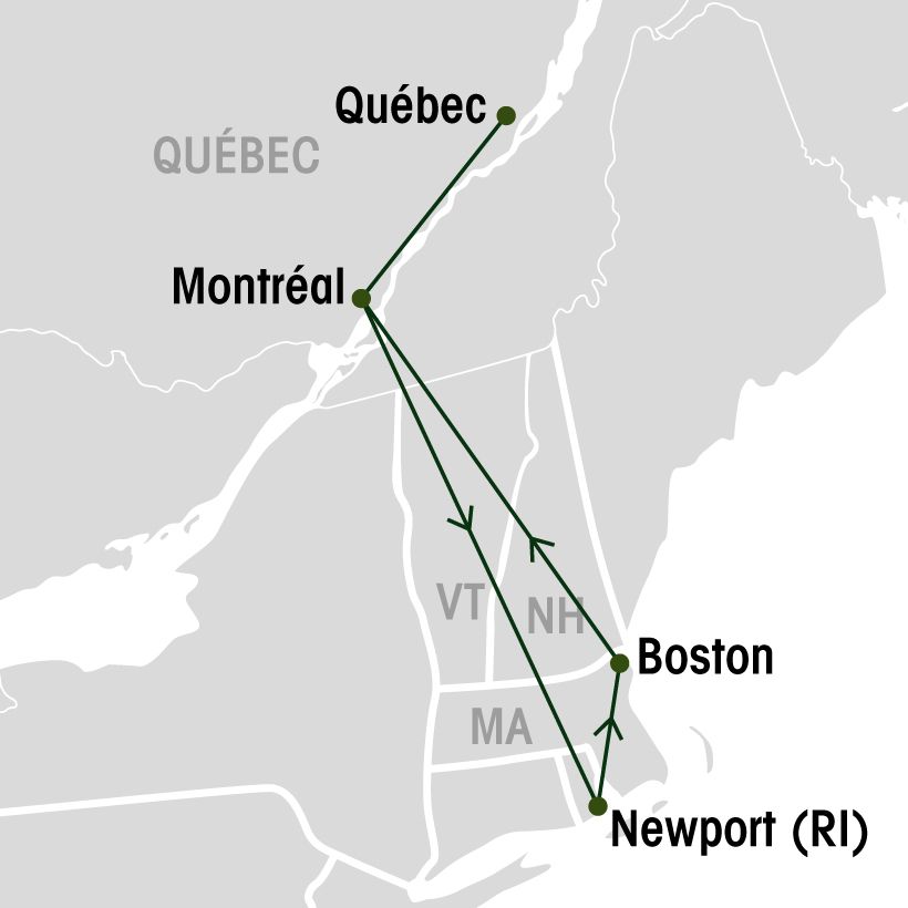 Boston et les châteaux à Noël map