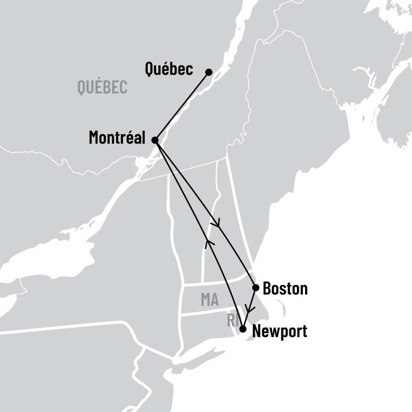 Boston et les châteaux de la Nouvelle-Angleterre map