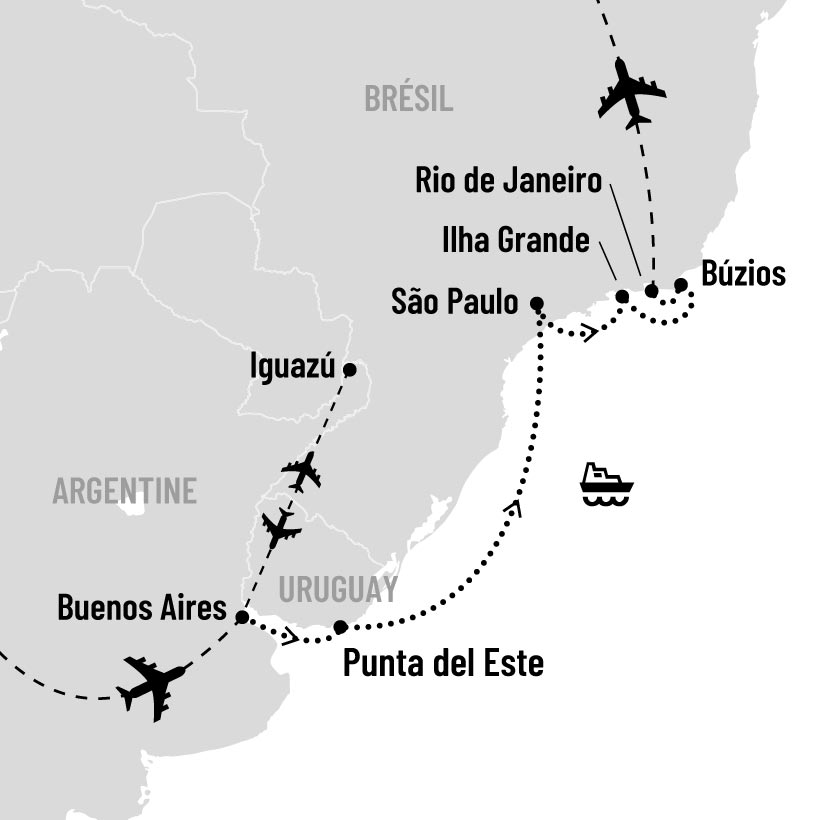 Croisière de Buenos Aires à Rio de Janeiro map