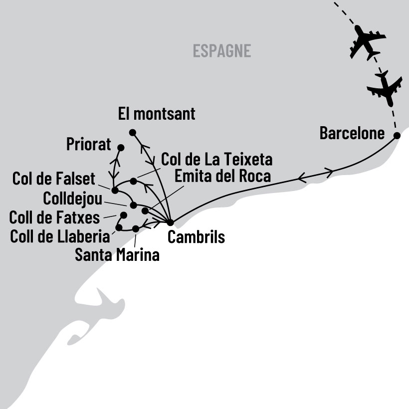 Cambrils et le Priorat à vélo map