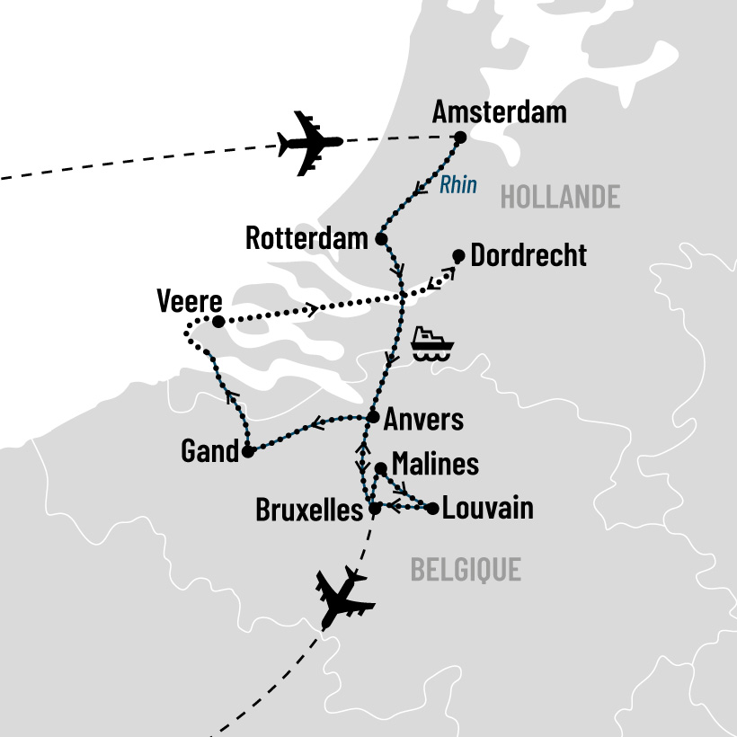 Les charmes de la Hollande et de la Belgique en croisière map