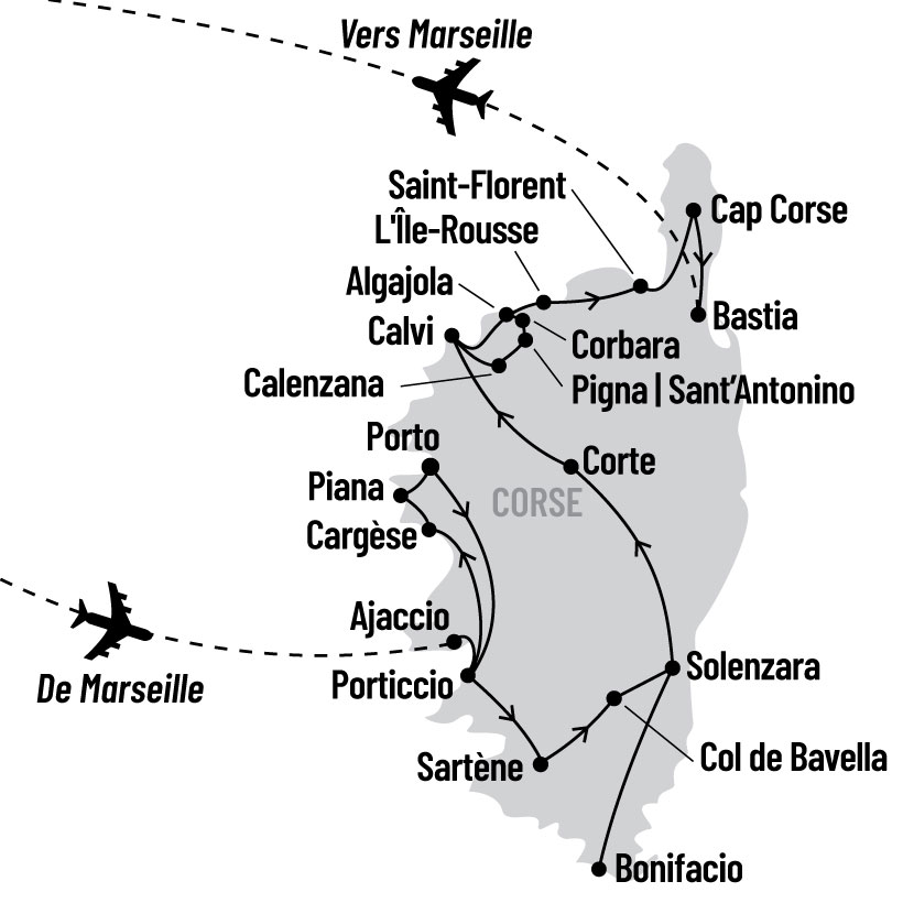 Corse entre mer et montagnes map