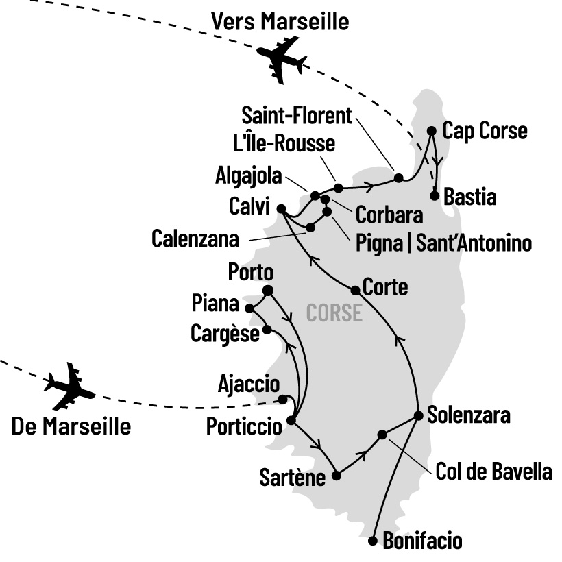 Corse entre mer et montagnes map