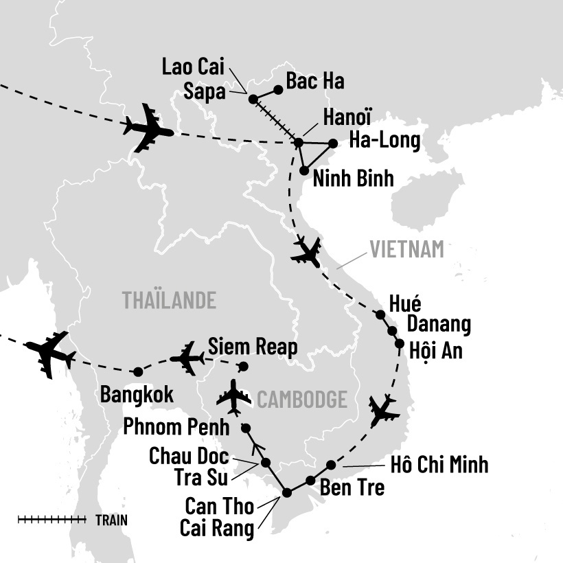 Couleurs du Vietnam et du Cambodge map