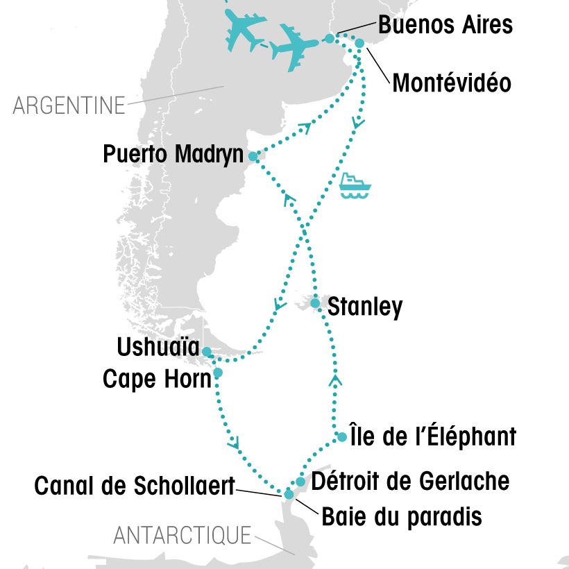 Croisière en Antarctique map