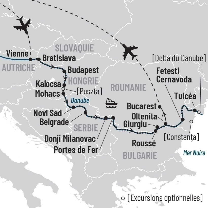 Croisière du Danube à la mer Noire map