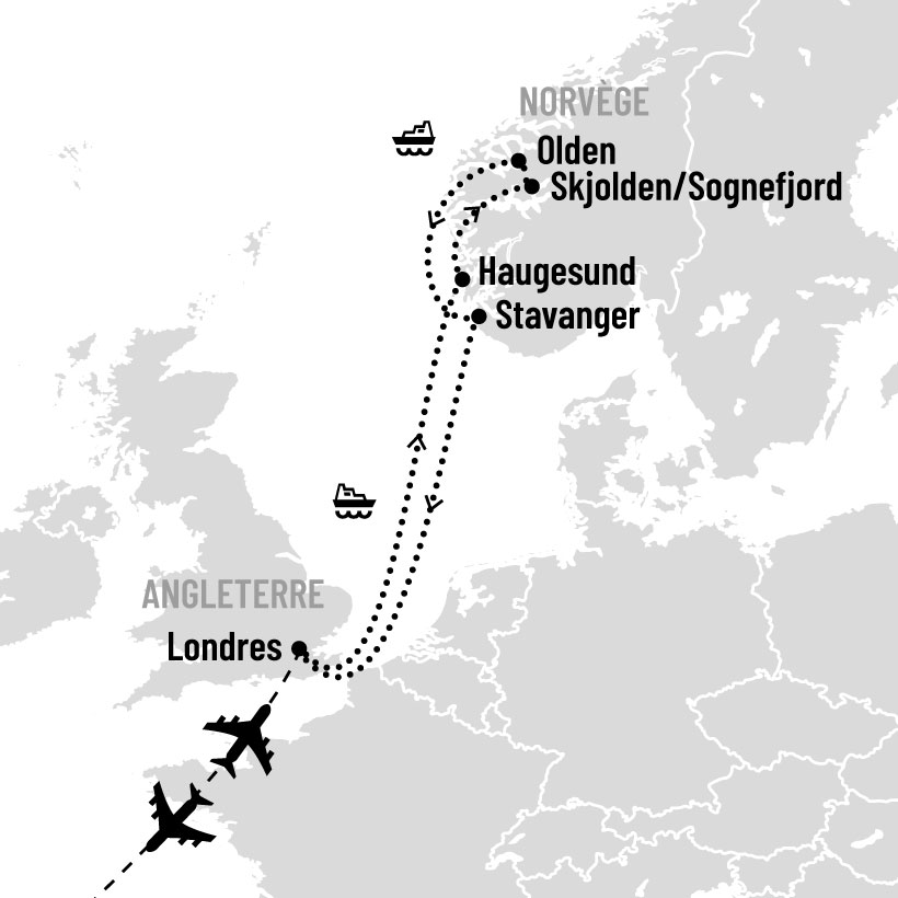 Croisière dans les fjords Norvégiens map