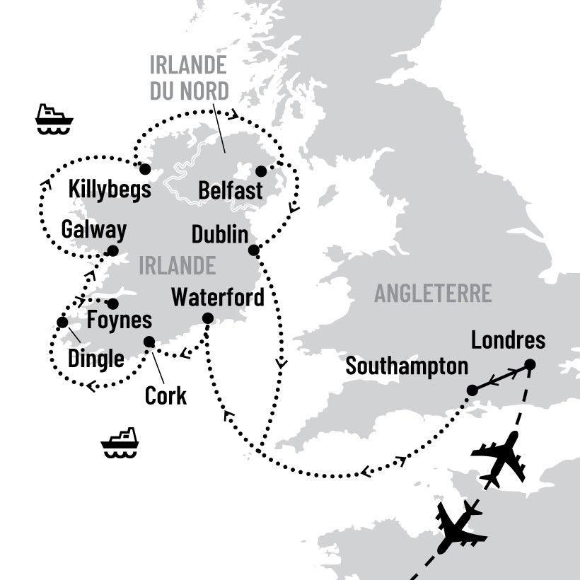 Découverte de l'Irlande en croisière map