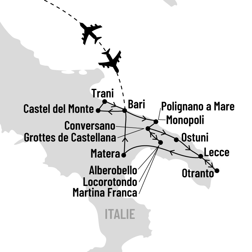 Découverte des Pouilles map
