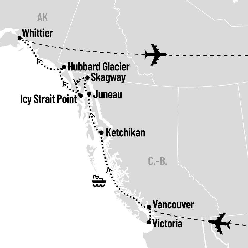 Escapade à Victoria et croisière en Alaska map