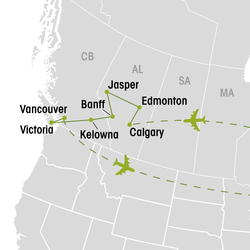 Escapade dans l’Ouest canadien incluant le Stampede map