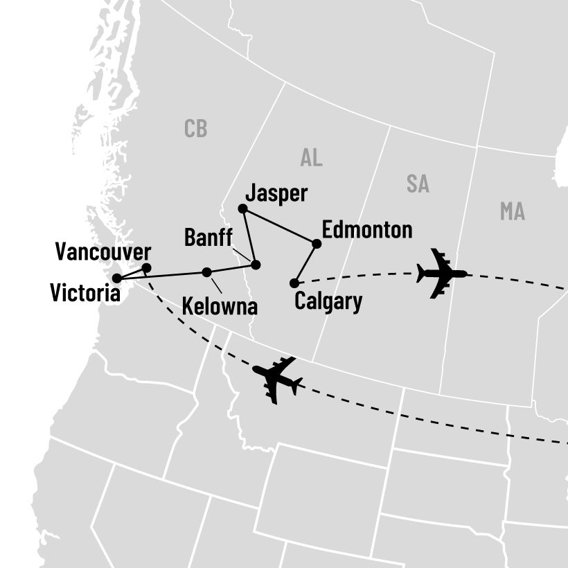 Escapade dans l’Ouest canadien incluant le Stampede map