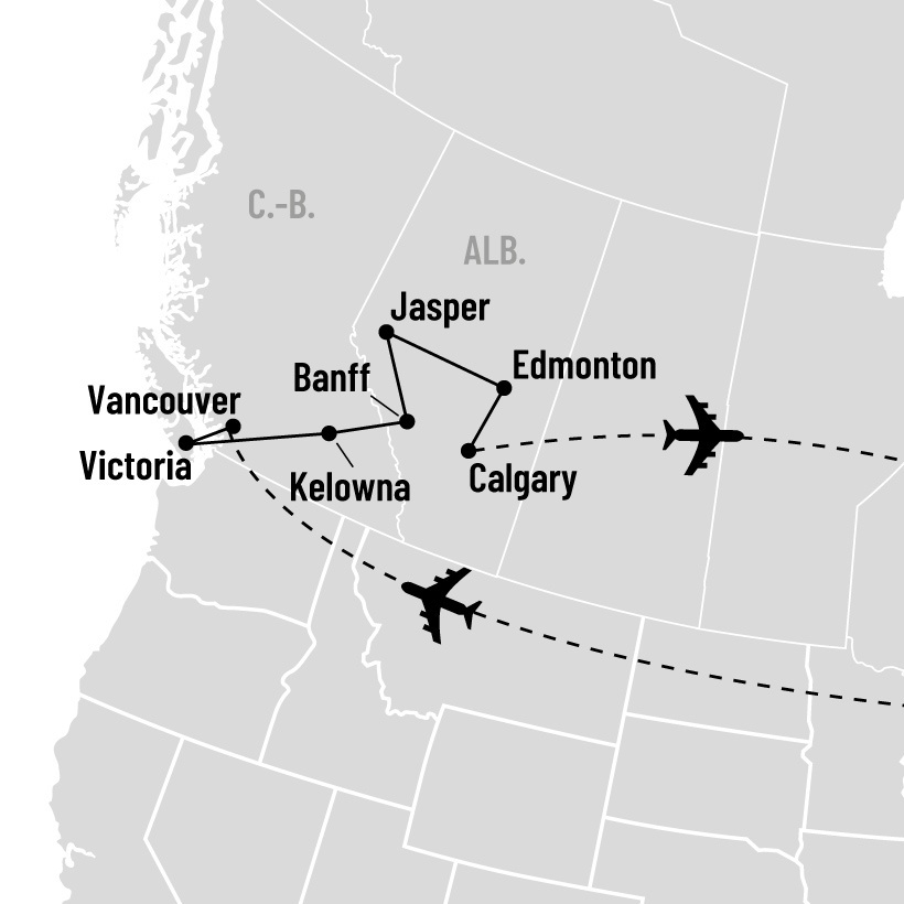 Escapade dans l’Ouest canadien incluant le Stampede map